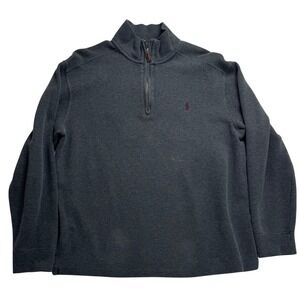 Polo Ralph Lauren Men's Gray 1/4 Zip Cotton Sweater Long Sleeve Size L